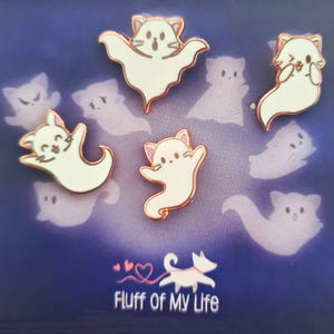 Ensemble de pins émaillés Chat fantôme, Chatons d'Halloween, Ensemble A