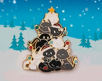 Oh Kitty Tree Emaille-Anstecknadel – Weihnachtskatzen, Kupferplattierung, Hartemaille (1,5 Zoll)