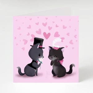 Valentijnsdagkaart - Vintage Kitties "I Would Spend All 9 Lives With You" - Wenskaart