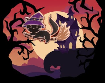 Witch Kitty - Tiny Enamel Pin (Halloween, Kawaii Cat Pin)