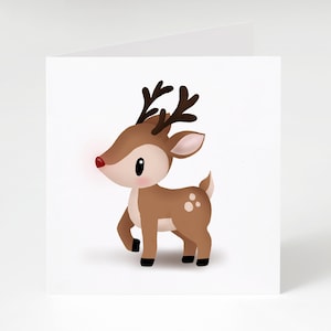 Tarjeta de felicitación navideña: Rodolfo (tarjetas de felicitación navideñas, tarjeta navideña benéfica, tarjeta con un lindo gato)
