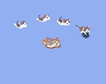 Mac de springende kat - Klein emaille speldje (Mac de kat met speciale behoeften)