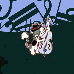 Pin's émaillé Chat Contrebasse – Pin's Chat Jazz