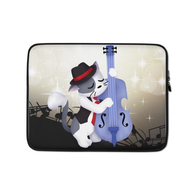 Jazzy Cat Double Bass Laptop Sleeve Etsy Australia