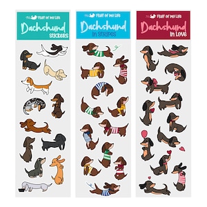 Sticker Bogen, 3er Set - Dackel (2 "x 7 ")