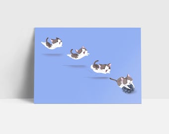 Kitty & Crinkleball A6 Postcard (Mac the Special Needs Cat)