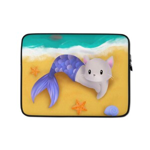 Purrmaid IV Laptop Sleeve (via Printful), Office Stationery, Computer Covers & Skins