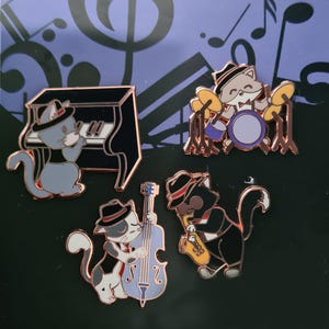 Ensemble de pins émaillés Jazz Cats – Pins en émail dur plaqué cuivre