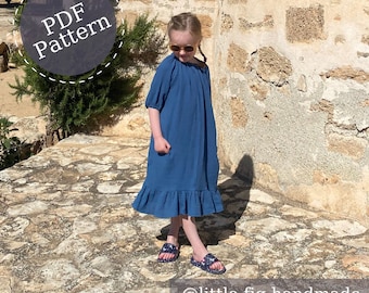 Maisie Children’s Oversized Ruffle Peasant Dress PDF Sewing Pattern | Confident Beginner | 0 - 10 years