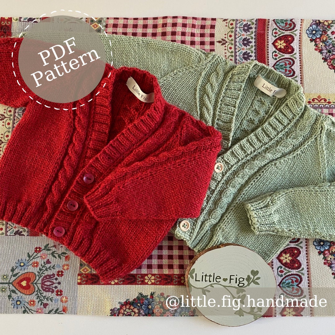 Bertie Cable Knit V Neck Baby & Children's Cardigan PDF Knitting ...