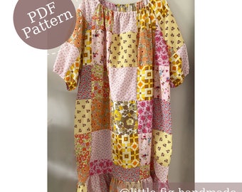 Maisie Women’s Oversized Ruffle Peasant Dress PDF Sewing Pattern | Confident Beginner | Sizes UK 4-26