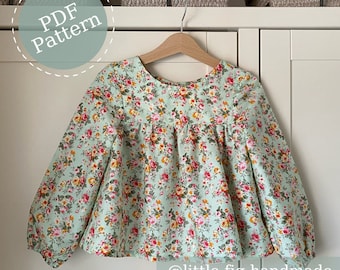 GRACIE Blouse Gathered Long Sleeve PDF Pattern Baby & Children's Sewing Pattern Little Fig