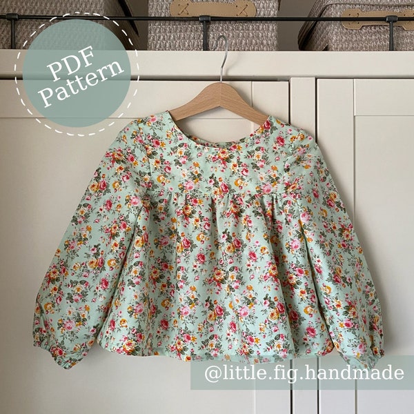 GRACIE Blouse Gathered Long Sleeve PDF Pattern Baby & Children's Sewing Pattern Little Fig