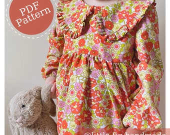 Daisy Dress Oversized Ruffle Collar Baby & Children's PDF Sewing Pattern | Newborn to 6 years