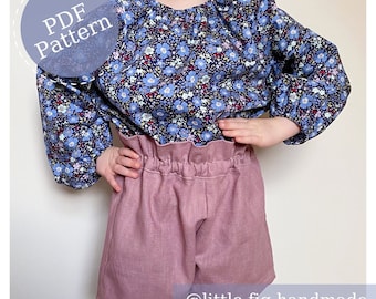 Maisie Children's Blouse & Shorts Set PDF Sewing Pattern | 0 to 6 years | Confident Beginner
