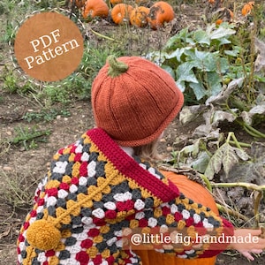 Little Fig Children&#39;s Baby Knitting Pattern Pumpkin Halloween Knitted Beanie Hat Fall Autumn PDF Digital Knitting Pattern