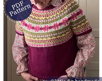 Astrid Adult's Fairisle Vest PDF Knitting Pattern 7 sizes to fit chest 80 - 142cm