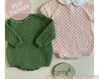 Rosa Peter Pan Collar Bubble Romper PDF Knitting Pattern | 0 - 24 months | Intermediate Difficulty