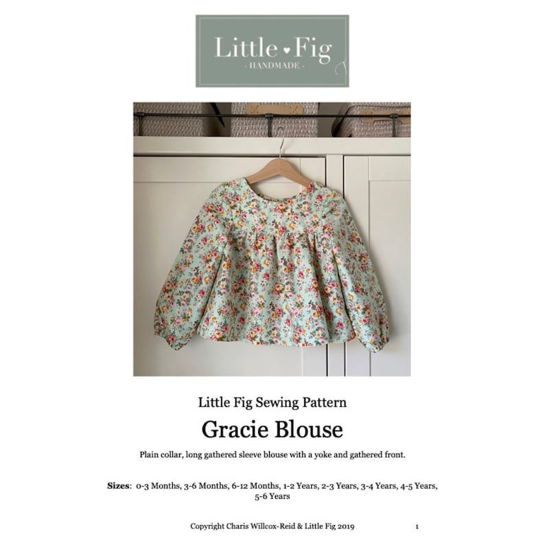 GRACIE Chemisier froncé à manches longues Patron PDF Patron de couture pour bébé et enfant Petite figue image 4