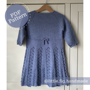 Olivia Leaf Lace Knit Traditional Children&#39;s Dress PDF Knitting Pattern | 1 to 6 years | Little Fig Handmade