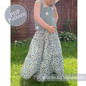 Mollie Children&#39;s Gathered Tier Boho Peasant Style Retro Skirt PDF Sewing Pattern | Sizes 2 - 10 years | Beginner | Little Fig Handmade