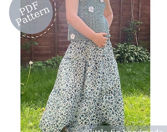 Mollie Children's Gathered Tier Boho Peasant Style Retro Skirt PDF Sewing Pattern | Sizes 2 - 10 years | Beginner Friendly