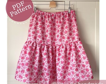 Mollie Women's Tiered Peasant Skirt PDF Sewing Pattern | Easy to sew | 2 or 3 Tiers | Size UK4 - 26