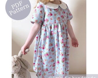 Patrón de costura en PDF para vestido Daisy con cuello Peter Pan para bebés y niños / Recién nacidos hasta 6 años