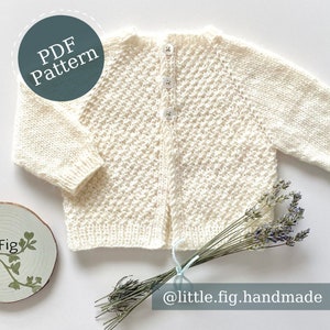 Briar Baby Childrens Knitting Pattern | Cardigan PDF Knitting Pattern in English | 0-3m up to 3-4 years | Top down knit | Little Fig