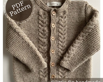 WILBUR Cable Knit Jacket Cardigan PDF Knitting Pattern by Little Fig Handmade