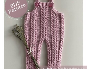 Charlie Cable Baby Romper Dungarees PDF Knitting Pattern | Intermediate Difficulty | 0-3 Months to 1-2 Years