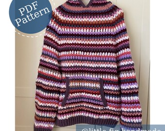 Frankie Crochet Hoodie Adult PDF Crochet Pattern | To fit chest 78 - 136cm | Intermediate Difficulty