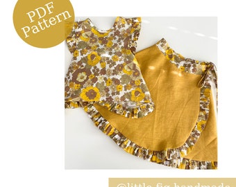 Lola Children's Ruffle Skirt & Top Summer Linen Set PDF Sewing Pattern | 1 - 10 years | Intermediate Difficulty