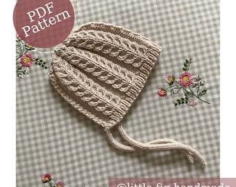 Charlie Cable Bonnet Baby & Children's PDF Knitting Pattern | To fit Newborn to 2 years | Confident Beginner