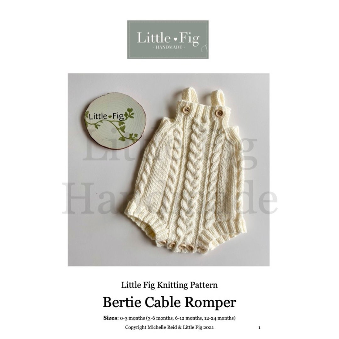 Bertie Cable Knit Children and Baby Romper PDF Knitting Pattern ...