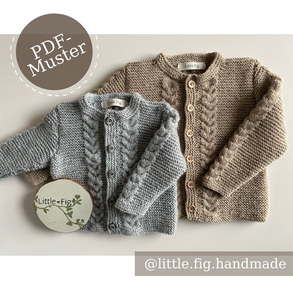 Wilbur Kinderjacke PDF-Strickmuster - Wilbur Cable Knit Jacket PDF Knitting Pattern - GERMAN