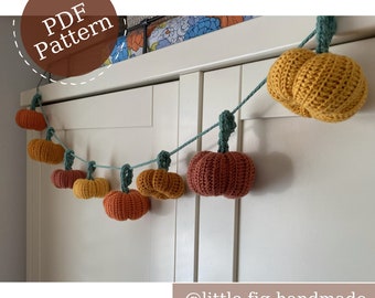 Pumpkin Halloween Garland Home Decor Crochet Pattern | Halloween Decoration | PDF Crochet Pattern | Autumn Decor | Little Fig Handmade