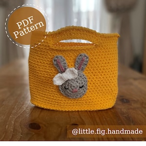 Children's Easter Bunny Motif Egg Hunt Basket PDF Crochet Pattern