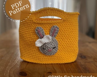Children's Easter Bunny Motif Egg Hunt Basket PDF Crochet Pattern