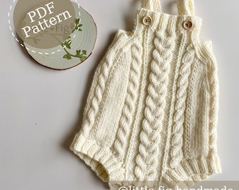 BERTIE Cable Knit Children's Baby Romper PDF Knitting Pattern