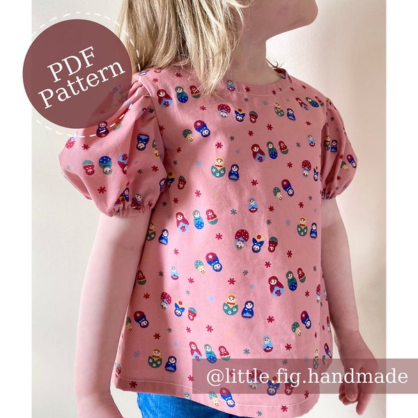 MAVIS with Peter Pan Collar, Plain Collar, Gathered Sleeve, Puff Sleeve PDF Pattern Baby & Children's Sewing Pattern Little Fig