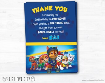 Paw Patrol Thank You - Etsy