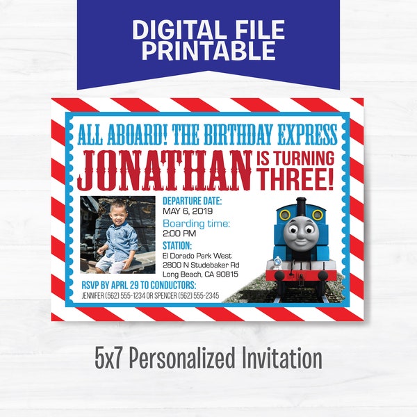Thomas the Train Birthday Invitations Etsy