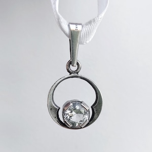 Sten and Laine vintage modernist sterling silver and crystal pendant or white quartz - 1976, Karl Laine, Finland, Finnfeelings