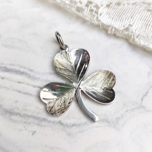 Vintage silver and green enamel clover charm/pendant