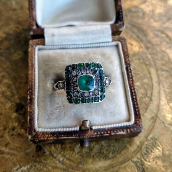 RESERVED (Payment 3/3) - Antique ring with emerald green paste