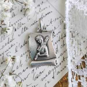Vintage Silver Zodiac Pendant Astrological Sign Virgo Medal