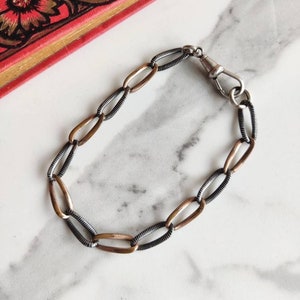 Antique niello bracelet silver 800 brass and rose gold