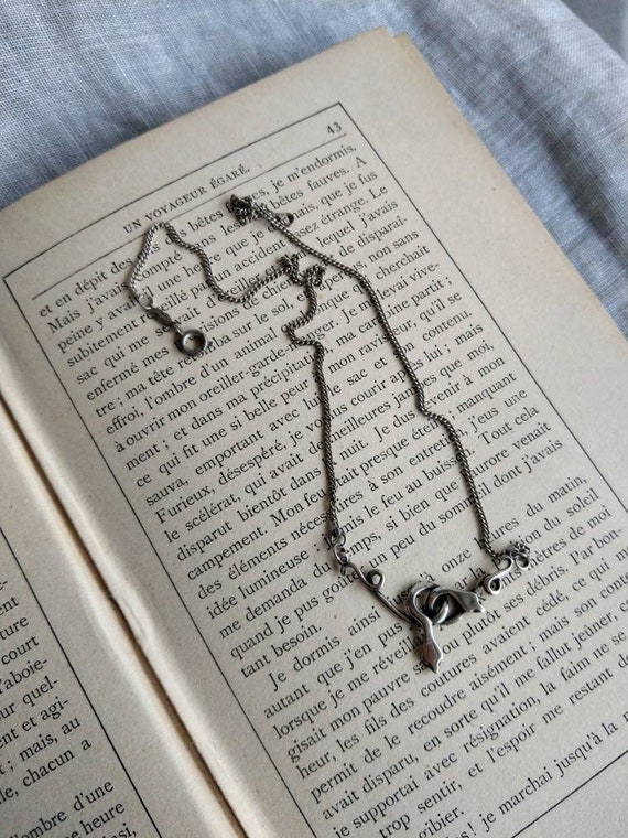 Silver double snake necklace