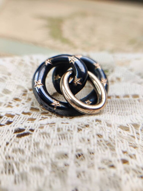 Antique knot brooch in silver, niello and rose go… - image 6